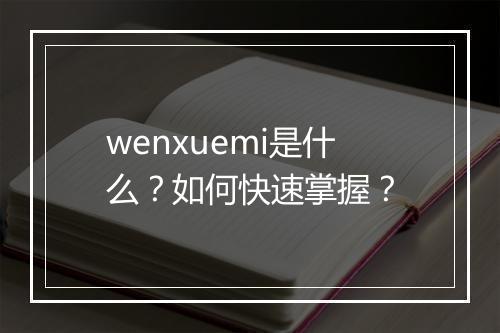 wenxuemi是什么？如何快速掌握？
