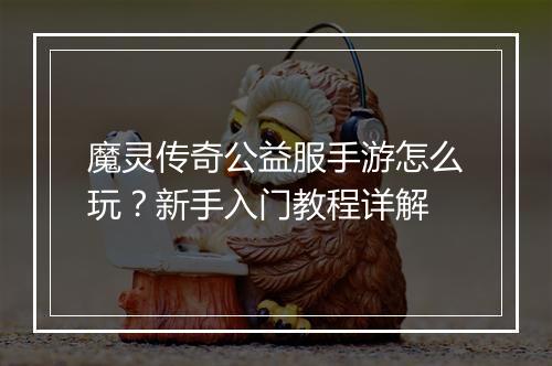 魔灵传奇公益服手游怎么玩？新手入门教程详解
