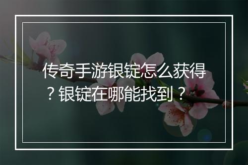 传奇手游银锭怎么获得？银锭在哪能找到？