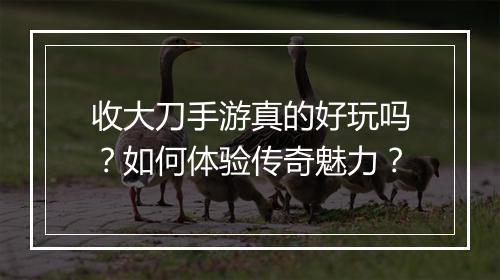 收大刀手游真的好玩吗？如何体验传奇魅力？