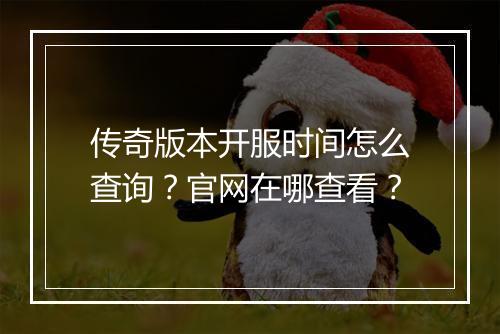 传奇版本开服时间怎么查询？官网在哪查看？