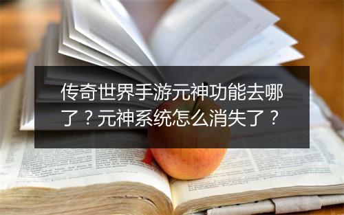 传奇世界手游元神功能去哪了？元神系统怎么消失了？