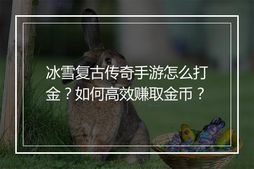 冰雪复古传奇手游怎么打金？如何高效赚取金币？