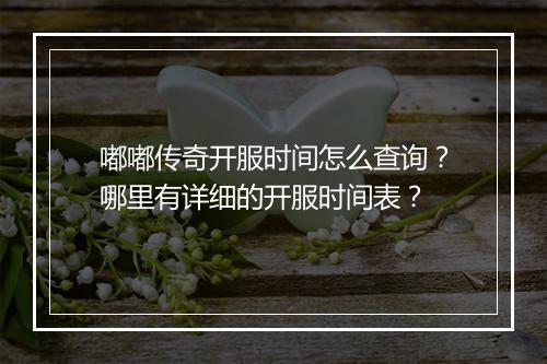 嘟嘟传奇开服时间怎么查询？哪里有详细的开服时间表？