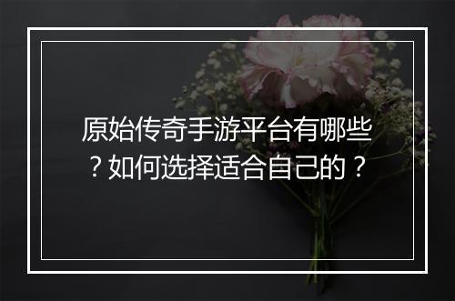 原始传奇手游平台有哪些？如何选择适合自己的？