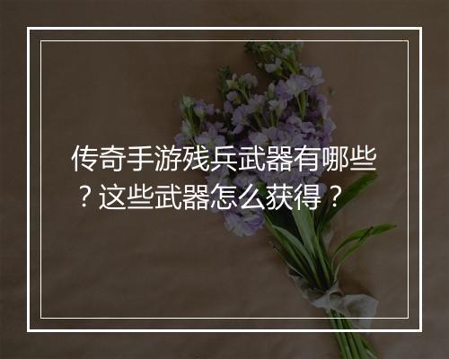 传奇手游残兵武器有哪些？这些武器怎么获得？