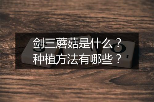 剑三蘑菇是什么？种植方法有哪些？
