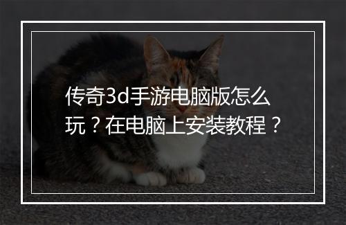 传奇3d手游电脑版怎么玩？在电脑上安装教程？