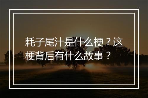 耗子尾汁是什么梗？这梗背后有什么故事？