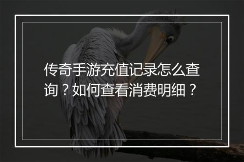 传奇手游充值记录怎么查询？如何查看消费明细？