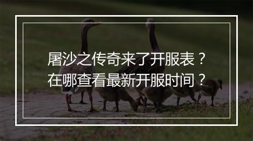 屠沙之传奇来了开服表？在哪查看最新开服时间？