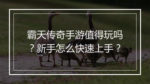 霸天传奇手游值得玩吗？新手怎么快速上手？