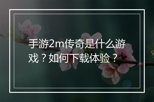 手游2m传奇是什么游戏？如何下载体验？