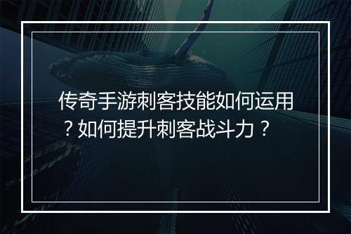传奇手游刺客技能如何运用？如何提升刺客战斗力？