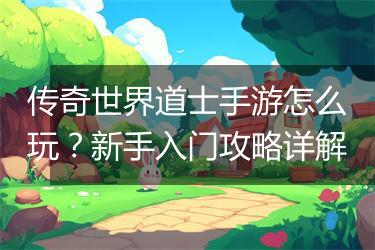 传奇世界道士手游怎么玩？新手入门攻略详解