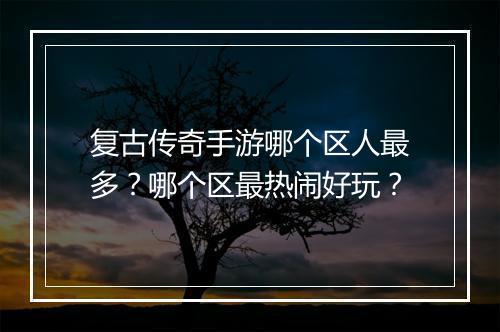 复古传奇手游哪个区人最多？哪个区最热闹好玩？
