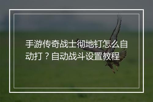 手游传奇战士彻地钉怎么自动打？自动战斗设置教程