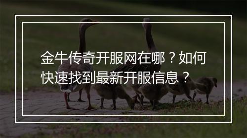 金牛传奇开服网在哪？如何快速找到最新开服信息？