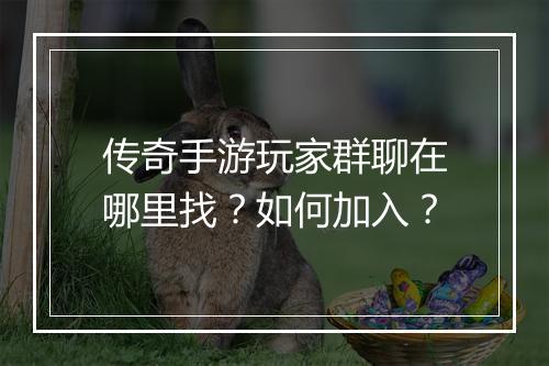 传奇手游玩家群聊在哪里找？如何加入？