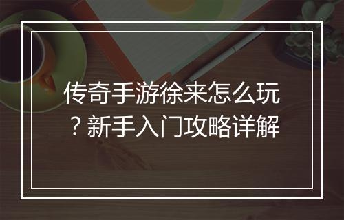 传奇手游徐来怎么玩？新手入门攻略详解