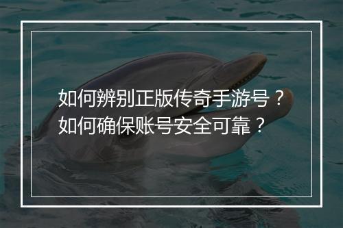 如何辨别正版传奇手游号？如何确保账号安全可靠？