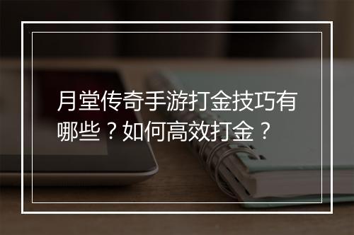 月堂传奇手游打金技巧有哪些？如何高效打金？