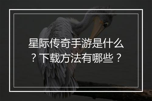 星际传奇手游是什么？下载方法有哪些？