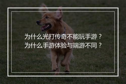 为什么光打传奇不能玩手游？为什么手游体验与端游不同？