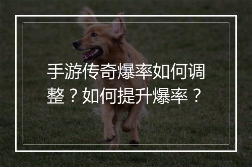 手游传奇爆率如何调整？如何提升爆率？