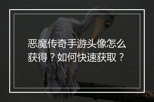 恶魔传奇手游头像怎么获得？如何快速获取？