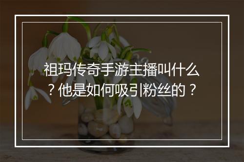 祖玛传奇手游主播叫什么？他是如何吸引粉丝的？