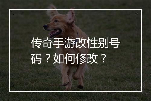 传奇手游改性别号码？如何修改？