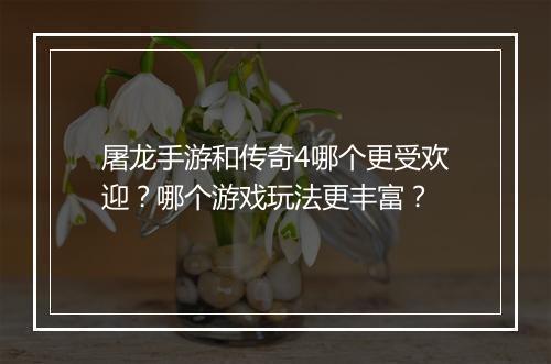 屠龙手游和传奇4哪个更受欢迎？哪个游戏玩法更丰富？
