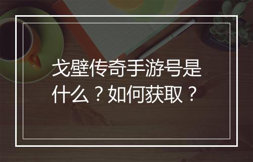 戈壁传奇手游号是什么？如何获取？