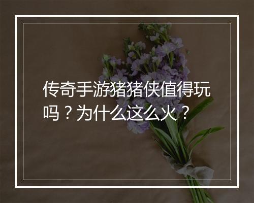 传奇手游猪猪侠值得玩吗？为什么这么火？