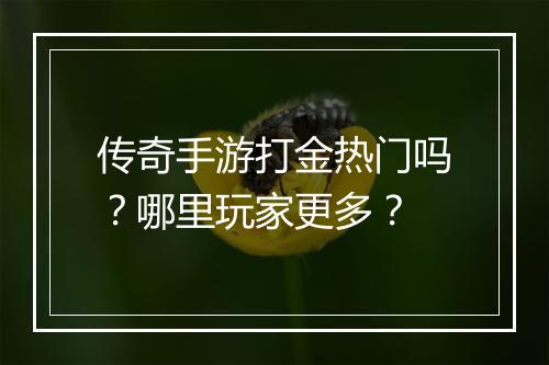 传奇手游打金热门吗？哪里玩家更多？