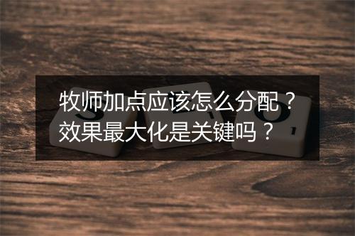 牧师加点应该怎么分配？效果最大化是关键吗？