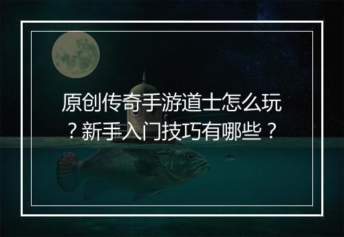 原创传奇手游道士怎么玩？新手入门技巧有哪些？