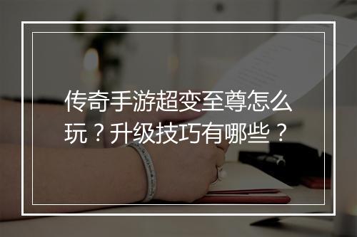 传奇手游超变至尊怎么玩？升级技巧有哪些？