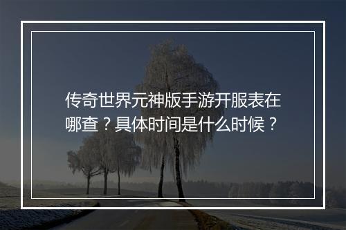 传奇世界元神版手游开服表在哪查？具体时间是什么时候？