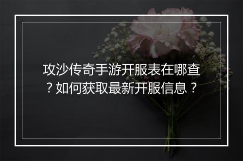 攻沙传奇手游开服表在哪查？如何获取最新开服信息？