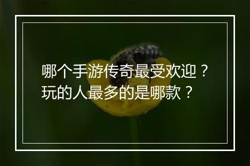 哪个手游传奇最受欢迎？玩的人最多的是哪款？