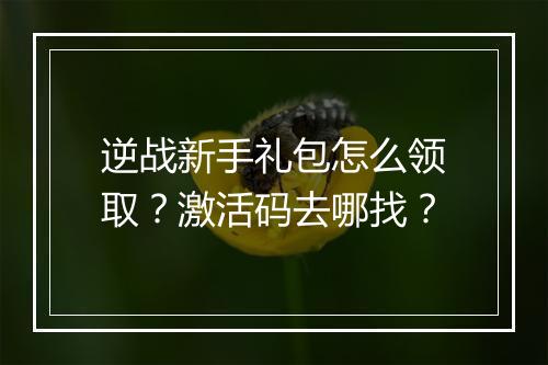逆战新手礼包怎么领取？激活码去哪找？
