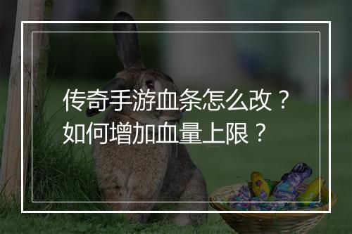 传奇手游血条怎么改？如何增加血量上限？