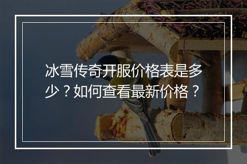 冰雪传奇开服价格表是多少？如何查看最新价格？