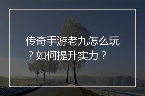 传奇手游老九怎么玩？如何提升实力？