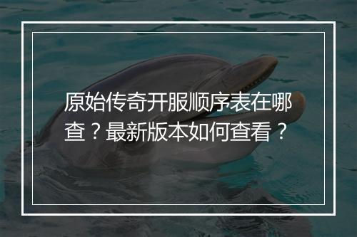 原始传奇开服顺序表在哪查？最新版本如何查看？
