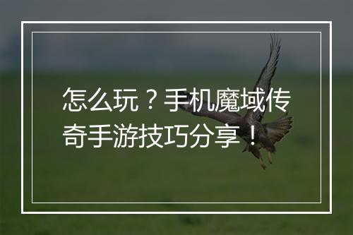 怎么玩？手机魔域传奇手游技巧分享！