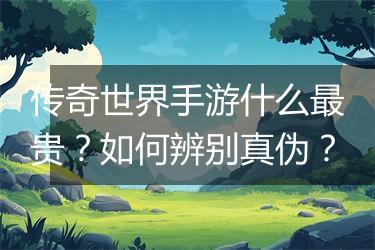 传奇世界手游什么最贵？如何辨别真伪？