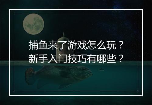 捕鱼来了游戏怎么玩？新手入门技巧有哪些？